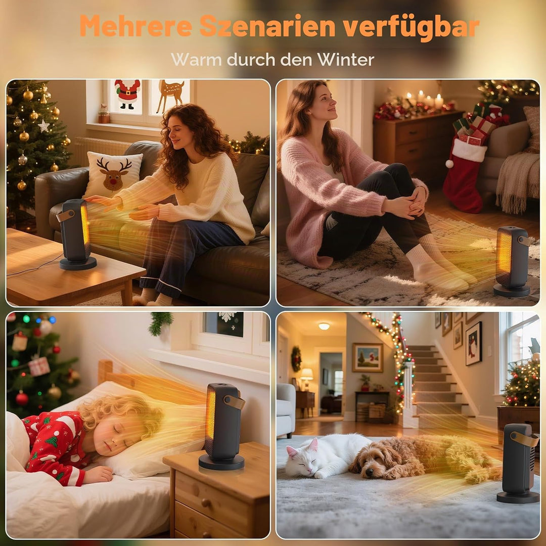 Heizlüfter Energiesparend Klein, 1200W Heizung Elektrisch mit Thermostat, PTC Keramik Heizlüfter Lei
