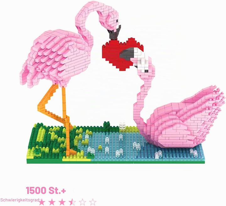 Larcele Mikro Flamingo Bausteine Spielzeug Bricks Tier Bauen Bauklötze,1500 Stücke KLJM-02 Mehrweg (