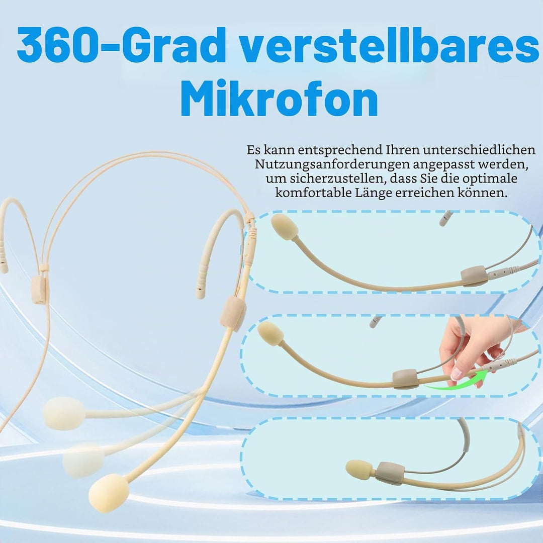MICMXMO Einzigartiges Mikrofon mit Kopfbügel, kompatibel mit Shure kabellosem Sender, Omnidirektiona