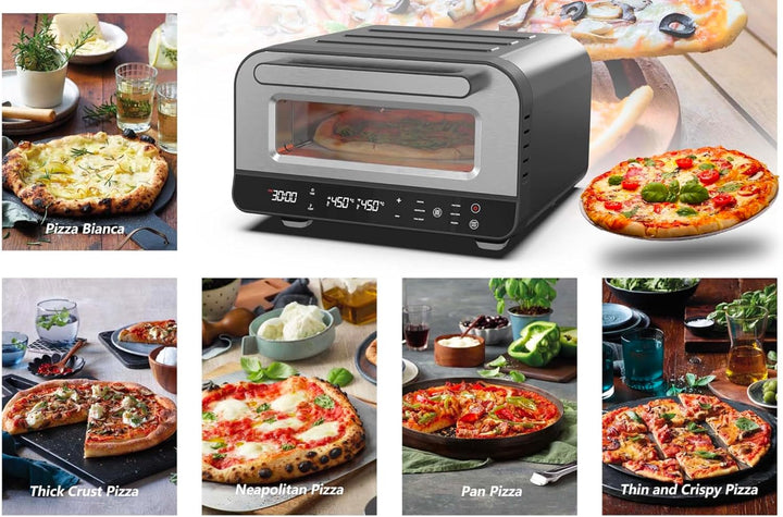 Pizzaofen mit Pizzaschaufel, Touch Display, bis 450°C