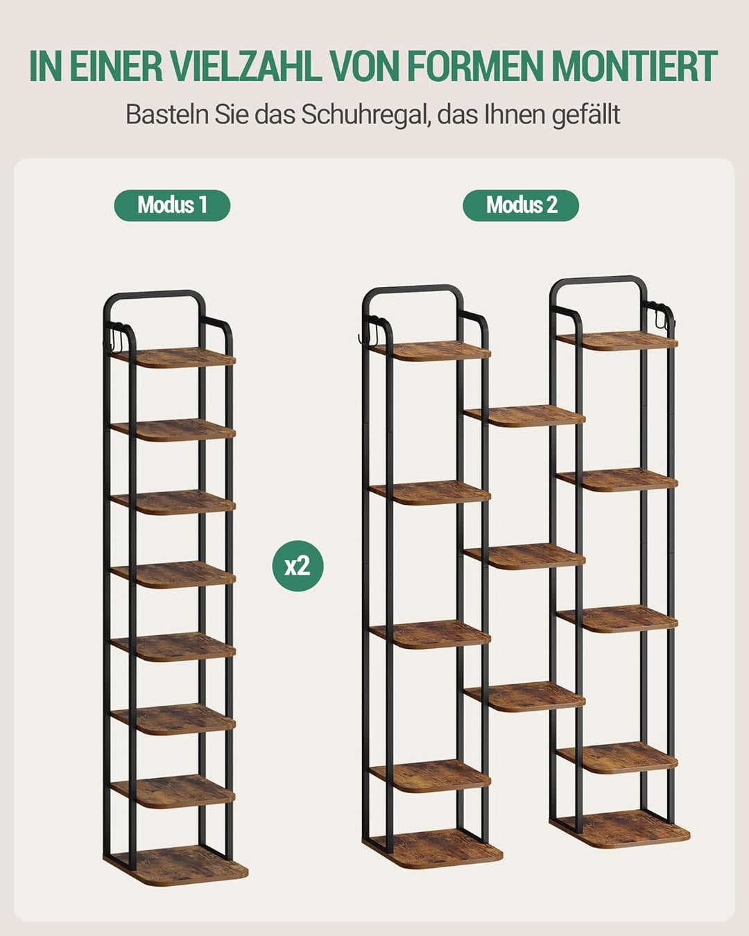 Hzuaneri Vertikales Schuhregal, 8-Stöckige Schuhregale, Schuhturm für Kleine Räume, Freistehend, Ver