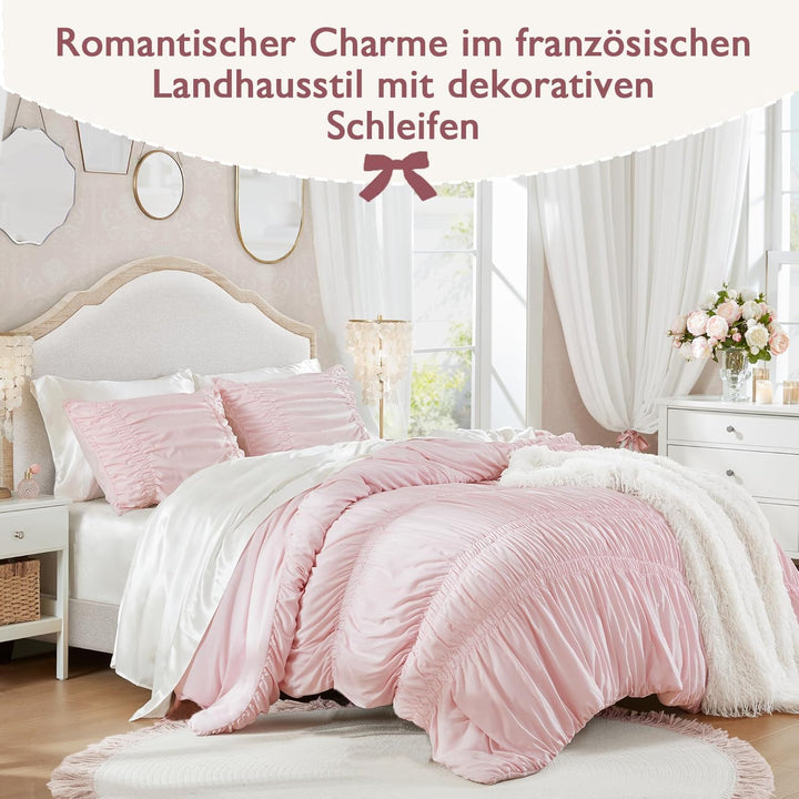 Sedefen Seersucker Bettwäsche 135x200 Rosa Mädchen Aesthetic clean Girl Bettwäsche Set Shabby Chic F