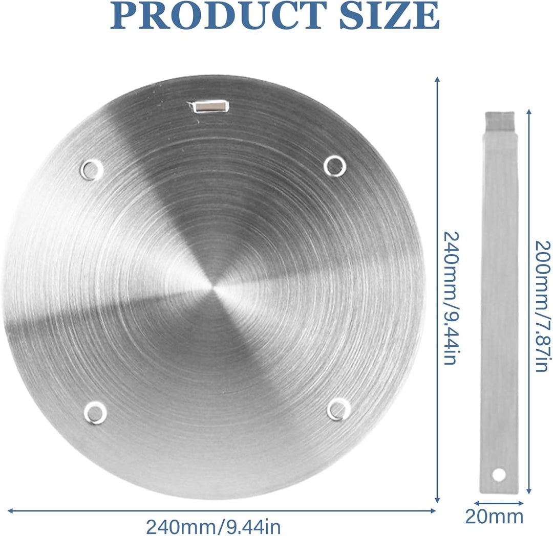 GOMETY Universal Induktion Adapterplatte Ø 24 cm, Induktionsadapter mit Abnehmbarem Griff, Edelstahl