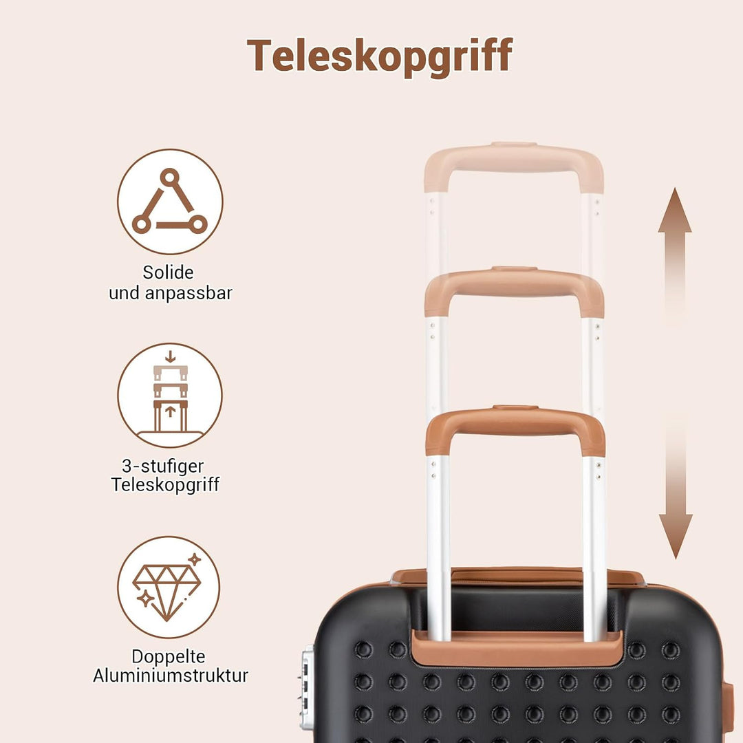 KONO Koffer Trolley Klein Hartschalenkoffer Reisekoffer von ABS Hartschalen Handgepäck mit 4 Spinner