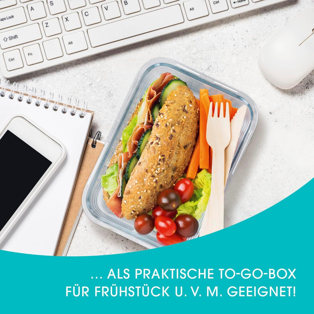 GOURMETmaxx Glas-Frischhaltedosen Klick-it 6er Set | Als Brotdose oder für Meal Prep | Spülmaschinen