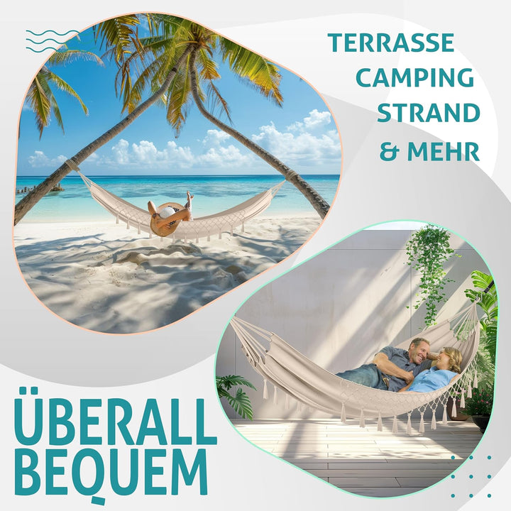KESSER® Hängematte 320x150 cm belastbar bis 300 kg, wetterfeste & atmungsaktive Tuchhängematte mit F