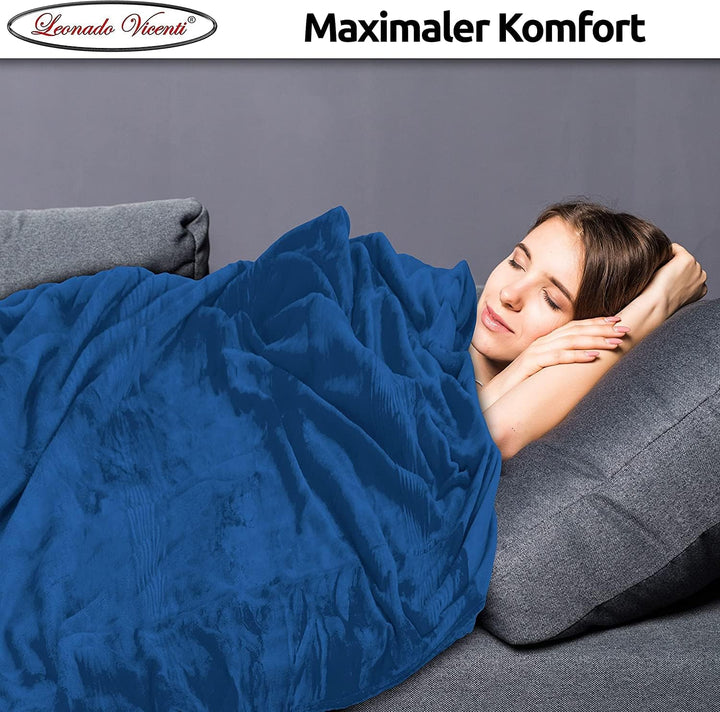 Leonado Vicenti 2er Set Flauschige Kuscheldecke 150x200 cm Fleecedecke Wohnzimmerdecke Sofadecke Tag