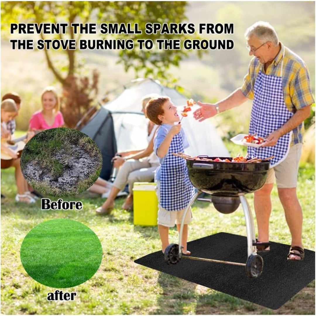 Feuerschale Matte Feuerstelle Unterlage 3 Schicht Grosse Schwarz Rechteck Feuerstellenmatte Grillmat