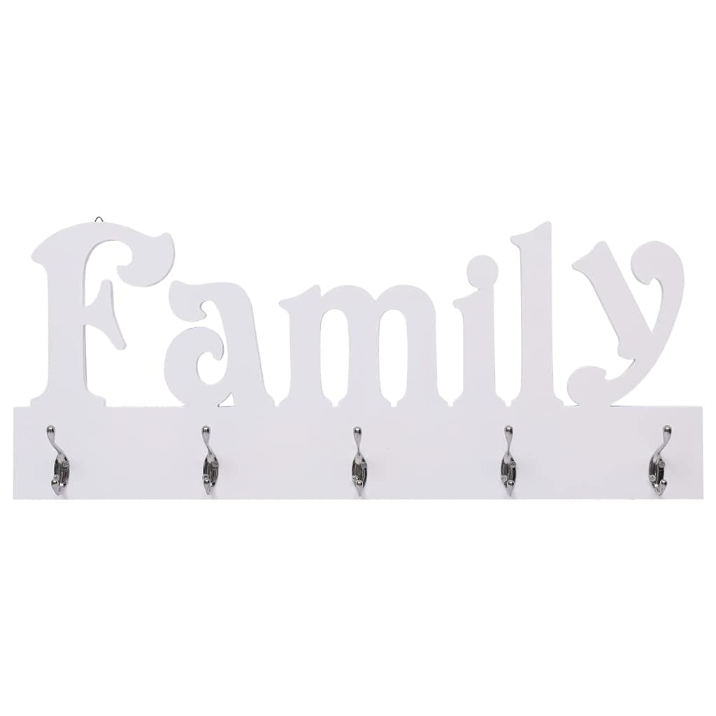 Hothingwell Wandgarderobe FAMILY 74 x 29,5 cm 4 Haken | Eingeschnittener Schriftzug, widerstandsfähi