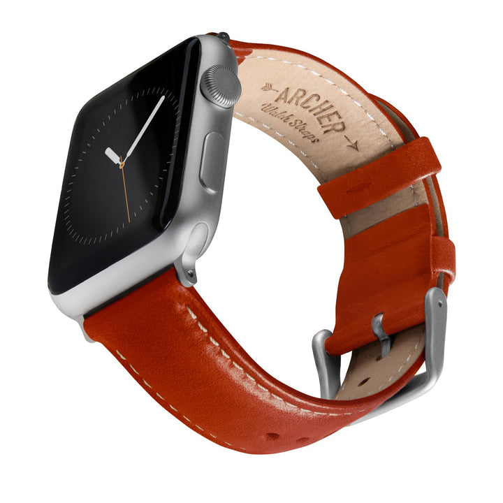 Archer Watch Straps - Uhrenarmbänder aus Hochwertigem Genarbtem Leder für Apple Watch Cognac/Naturwe