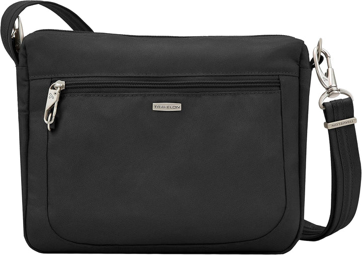 Travelon Uni Anti-Theft Classic Small East/West Crossbody Umhängetasche, 10.5 x 8 x 2.5 Schwarz