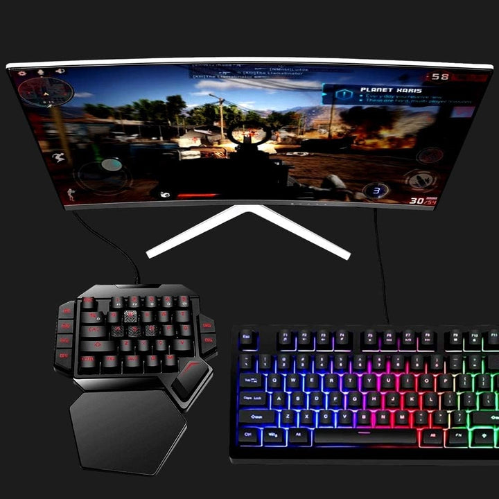 Cakce RGB Einhand-mechanische Gaming-Tastatur, bunte Hintergrundbeleuchtung, professionelle Gaming-T