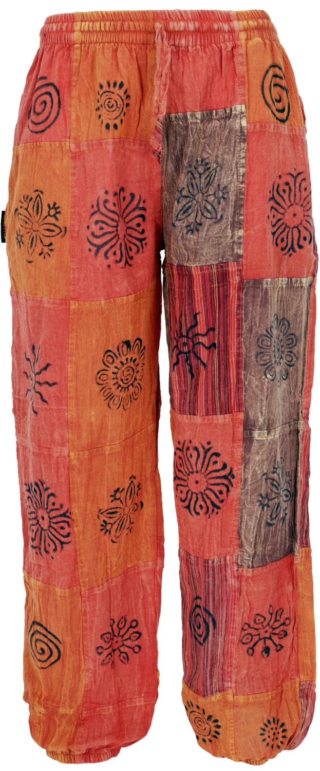 GURU SHOP Aladinhose, Patchwork, Unikat Pluderhose, Boho Hose, Damen 38 Orange, 38 Orange
