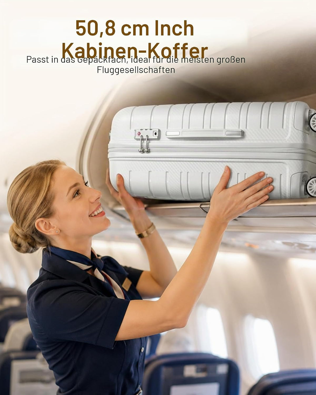 KONO Carry-ons Luggage Kleiner Koffer Handgepäck 55x40x20 Leicht Kabinentrolley Handgepäckkoffer Har