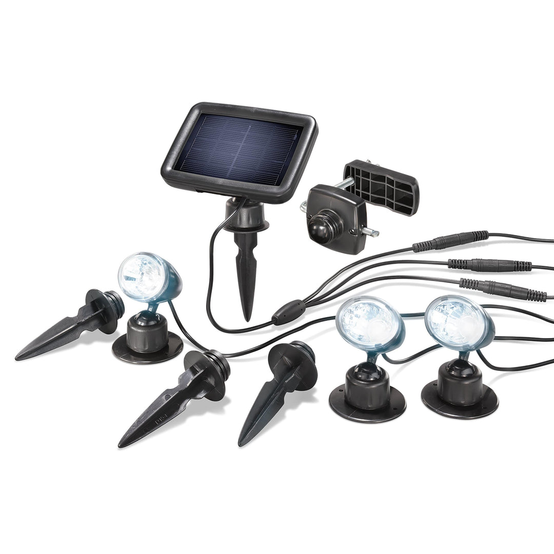 Esotec Solarstrahler Trio Pro 6500, 3er Set, Solarspotset, LiFePo4 Akku, Bodenleuchte, LED Teichbele