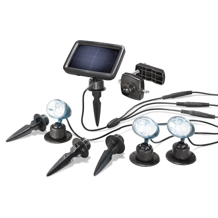 Esotec Solarstrahler Trio Pro 6500, 3er Set, Solarspotset, LiFePo4 Akku, Bodenleuchte, LED Teichbele