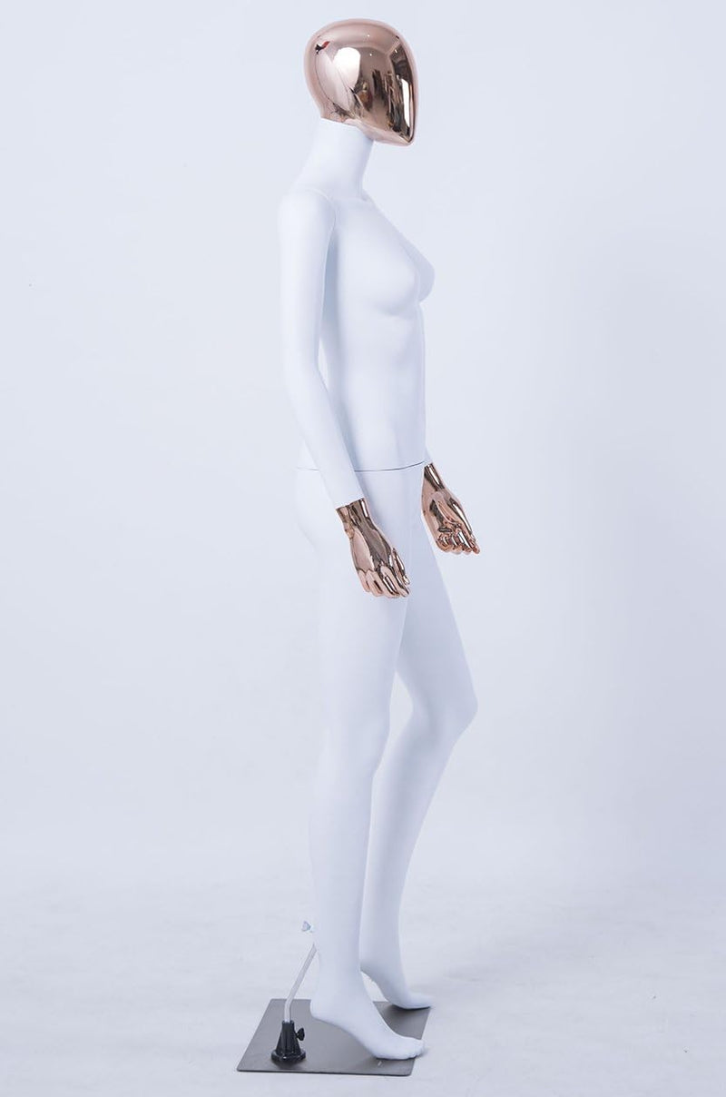 Eurohandisplay schöne abstrakte weiss Matt lackierte Schaufensterpuppe DF7-6D Galvanik Kopf und Händ