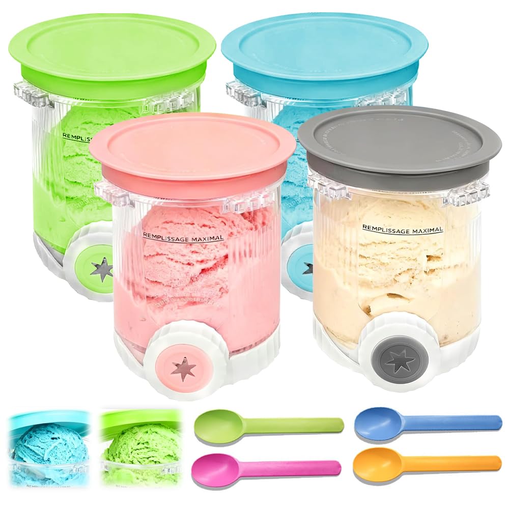 4 Stück Ninja Swirl Creami Behälter, 480 ml Eisbehälter für NC700 NC701EU Serie, Eiscreme Behälte mi
