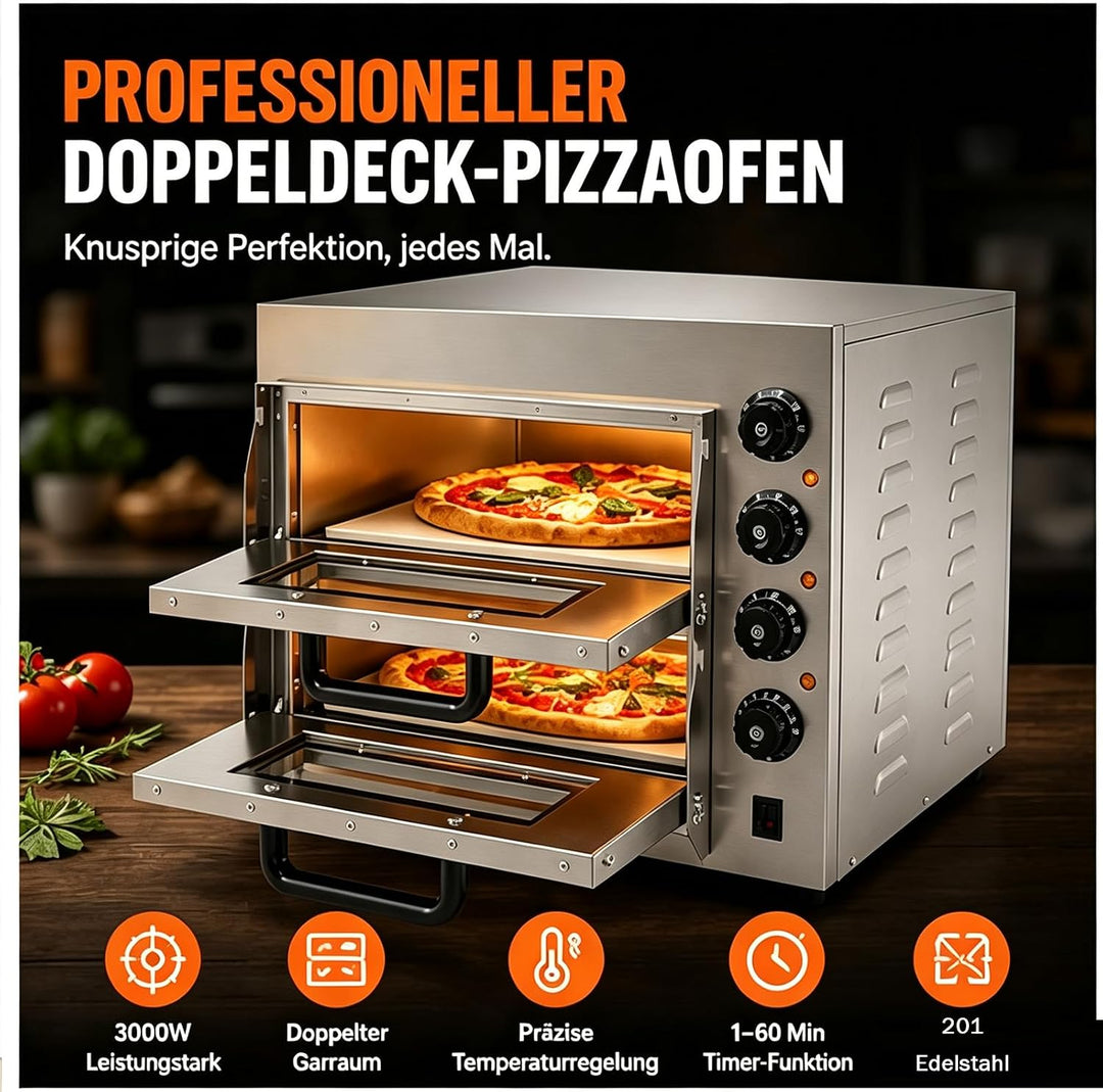 Kommerzieller Pizzaofen 14-Zoll mit 50-350°C &amp; 60min Timer