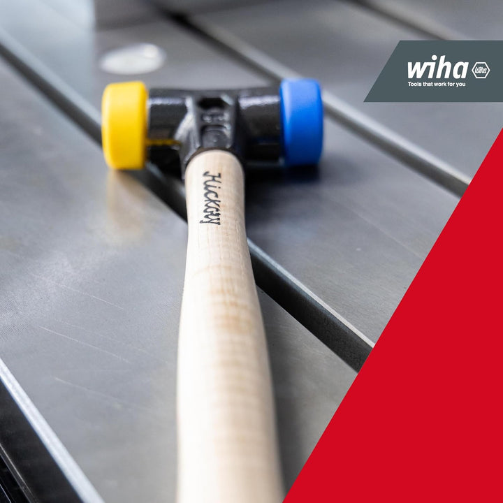 Wiha Schonhammer Safety I weich/mittelhart I Hickory-Holzstiel I Rund-Schlagkopf Ø 40 mm I Kunststof