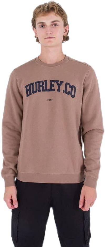 Hurley Herren Applikation Crew Sweatshirt S Taupe, S Taupe