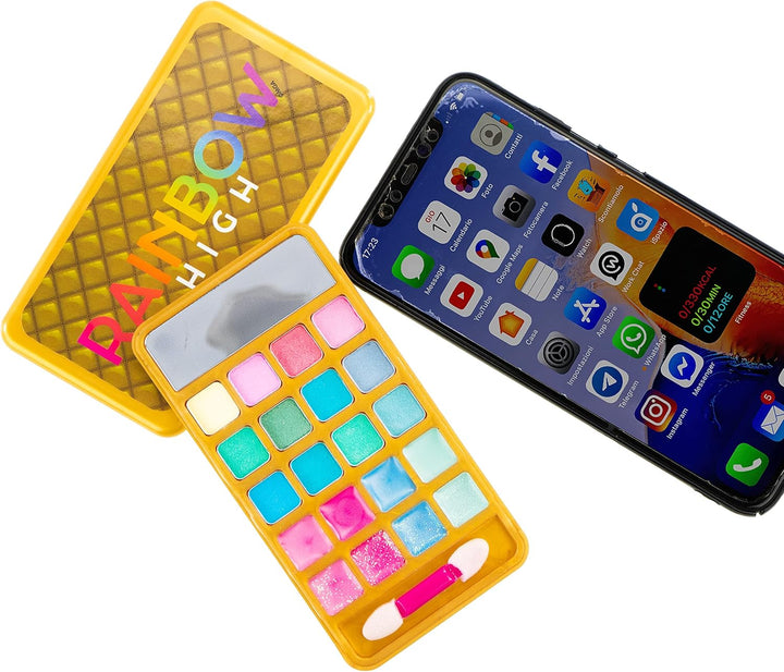 Rainbow HIGH Smartphone Make Up Set Kinderschminke Lidschatten Lipgloss Applikator Spiegel Mädchen R