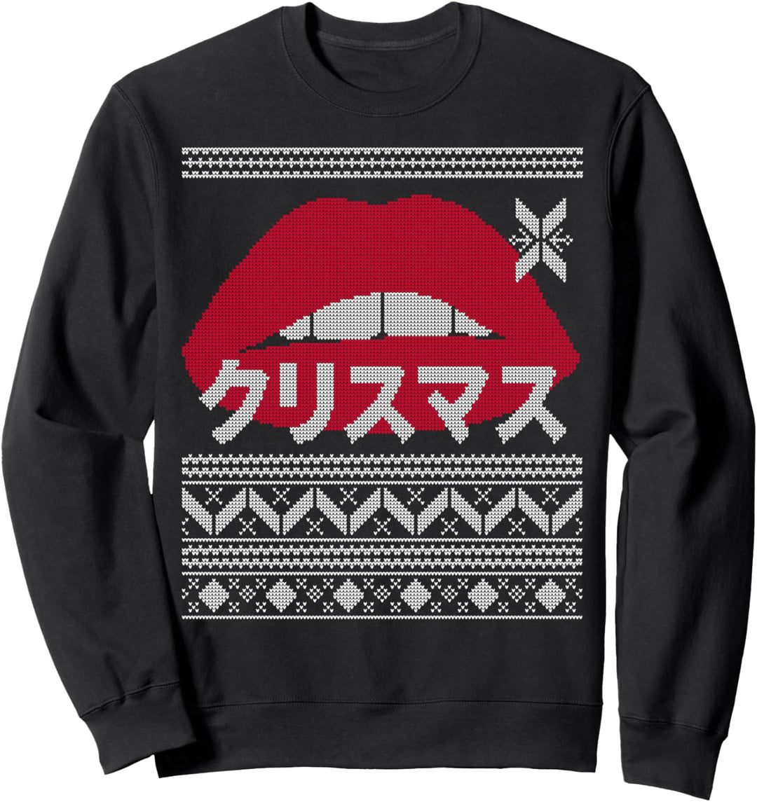 Rote Lippen Goth Hässliche Weihnachten Urlaub Kuss Sweatshirt