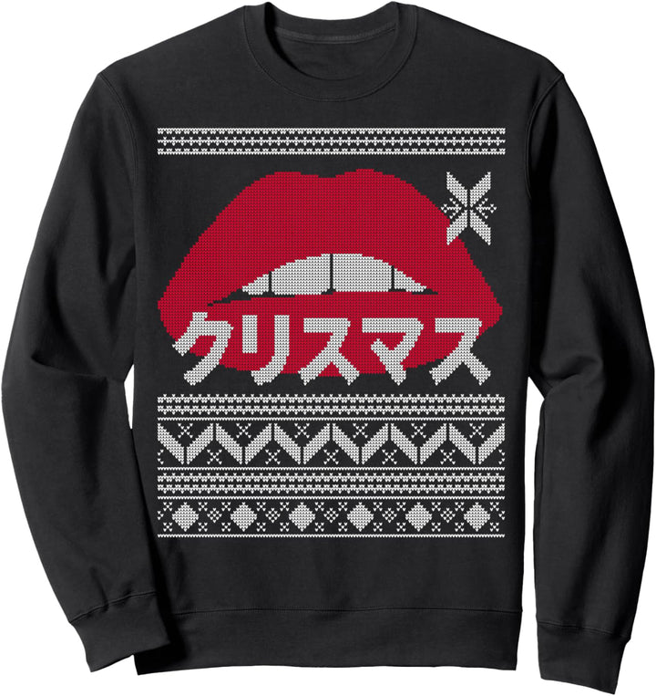 Rote Lippen Goth Hässliche Weihnachten Urlaub Kuss Sweatshirt