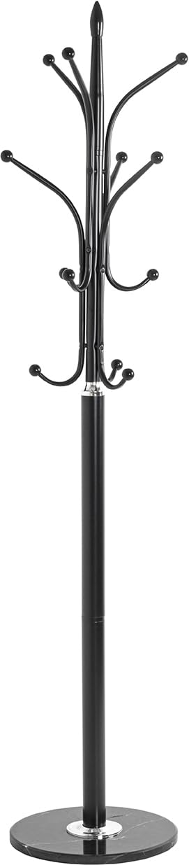 HAKU Möbel Garderobenständer, Marmor, schwarz-chrom, Ø 40 x H 179 cm, Schwarz-chrom
