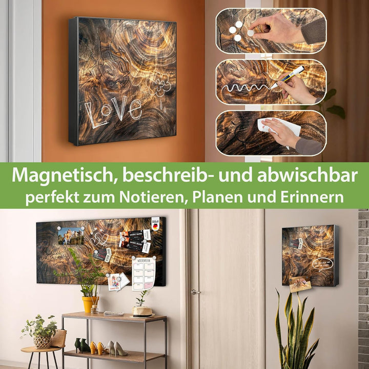 banjado Grosser Schlüsselkasten Glas - Schlüsselbox 30x30cm mit 50 Haken - Schlüsselkasten modern fü