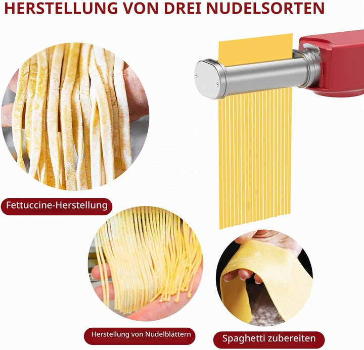 Assiduous Nudelaufsatz für Bosch Standmixer, 3 Stück Pasta Roller für Bosch Nudelaufsatz Set, inklus