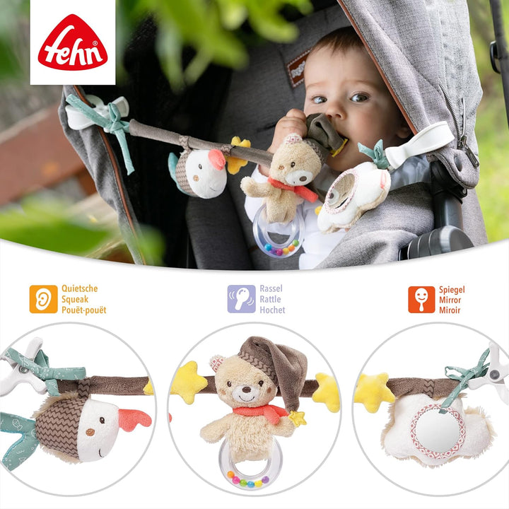 Fehn Kinderwagenkette Spielzeug Bruno – Baby Mobile Kette mit niedlichen Figuren zum Aufhängen an Ki