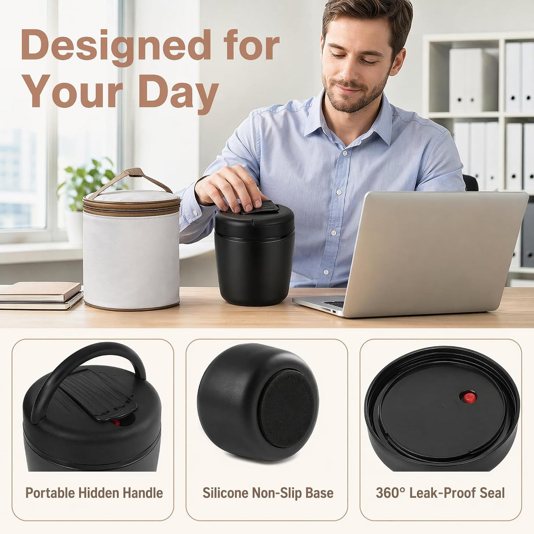 Thermobehälter für Essen 1200ml Warmhaltebehälter Essen to go mit Tasche & Löffel Thermo Speisebehäl