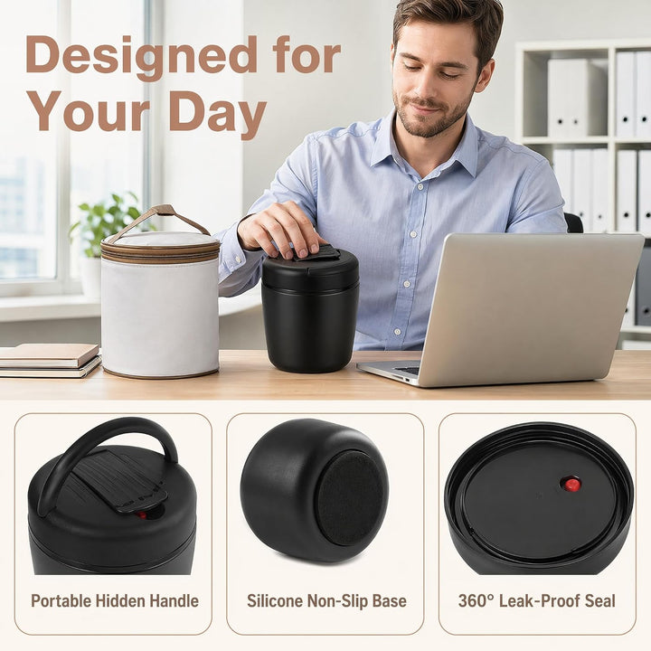 Thermobehälter für Essen 1200ml Warmhaltebehälter Essen to go mit Tasche & Löffel Thermo Speisebehäl