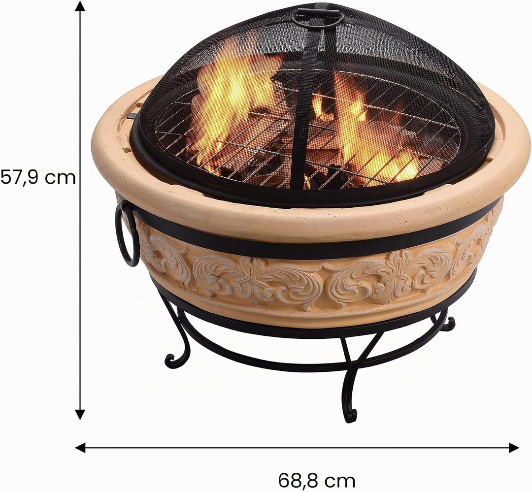 Peaktop - Feuerstelle für Brennholz für den Aussenbereich, 68 cm, rund, komplexes Design HR26303AA-S