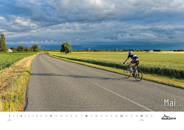 quäldich.de-Rennrad-Kalender 2025 Format DIN A3: Mit 13 Bildern und 12 Touren durch das Radsport-Jah