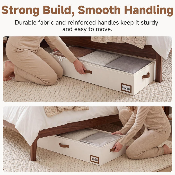 StorageWorks Unterbett Aufbewahrungsbox, extra Grosse Unterbettkommode mit Deckel, Stoff Unterbettbo