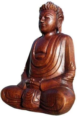 Wogeka - Super schöner 30 cm Buddha Meditation - Handarbeit aus Holz geschnitzt als besondere Gesche