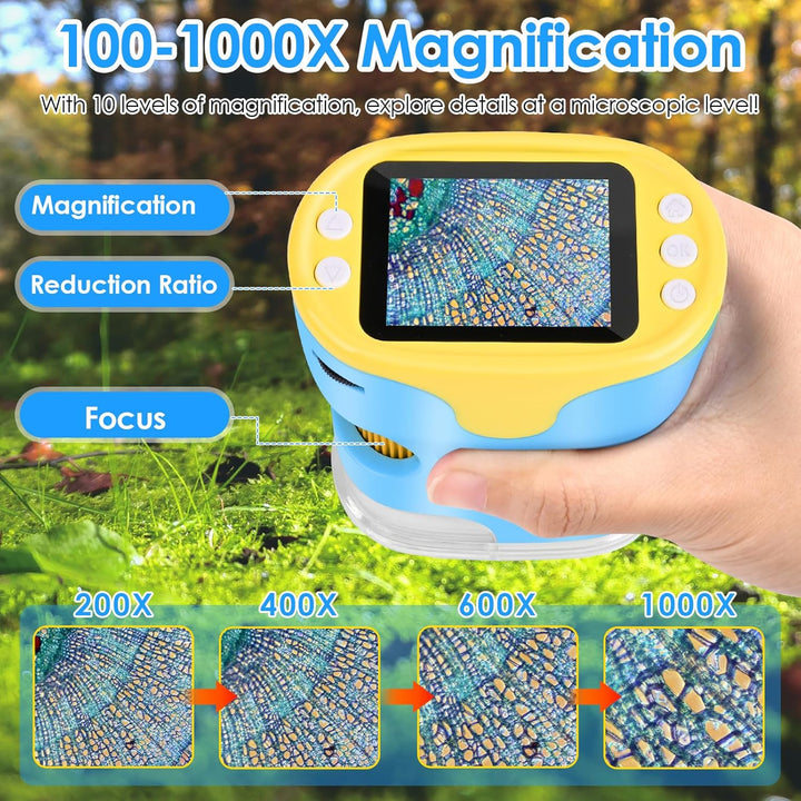 Mikroskop für Kinder, Vankarr 1000X Digitale Taschenmikroskop Tragbares Mini Handy Mikroskope mit 32