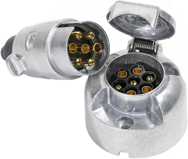 TAEUYYM 2 Stück Anhänger Stecker Steckdose 7 Polig, 12V Wasserdicht Aluminiumlegierung Anhänger Stec