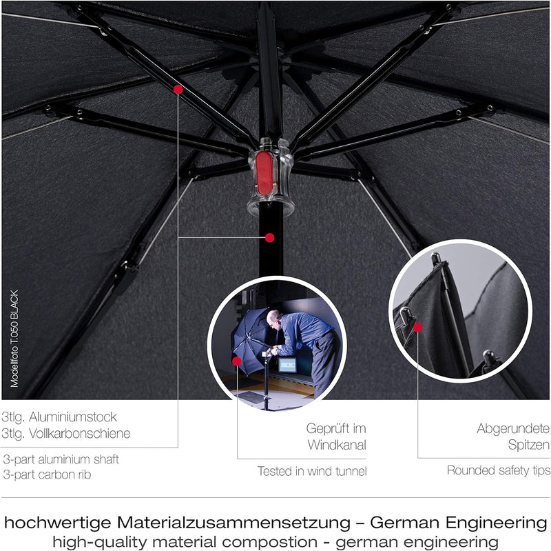 Knirps Taschenschirm T.050 Medium Manual Bolero – Besonders leicht – Schlankes Packmass –Windkanal g