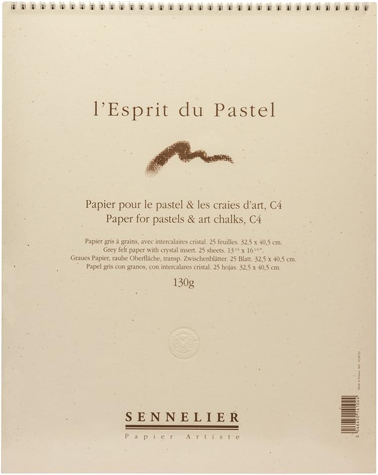 Sennelier, die Soft Pastel Paper Pad 40x32cm - 25 Blätter - 130gsm grau geädert Filzpapier mit inter