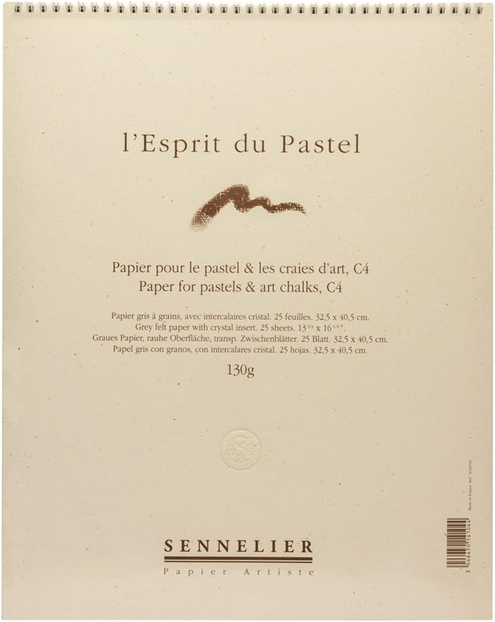 Sennelier, die Soft Pastel Paper Pad 40x32cm - 25 Blätter - 130gsm grau geädert Filzpapier mit inter