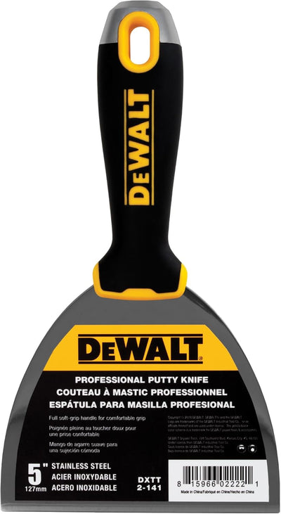 DEWALT Spachtelmesser, 12,7 cm, Edelstahl mit weichem Griff, DXTT-2-141 5-Inch, 5-Inch