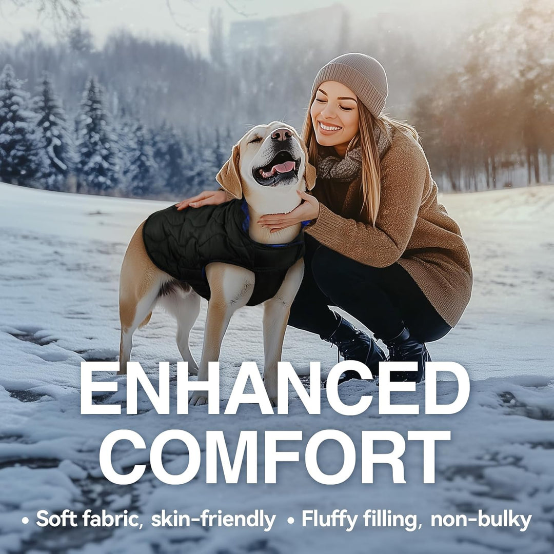 VIVAGLORY Softjoy Hundemantel, Wintermantel mit Bauchschutz, Hundejacke für Winter & Weihnachten, Wa