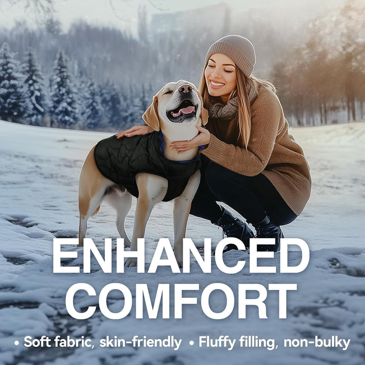 VIVAGLORY Softjoy Hundemantel, Wintermantel mit Bauchschutz, Hundejacke für Winter & Weihnachten, Wa