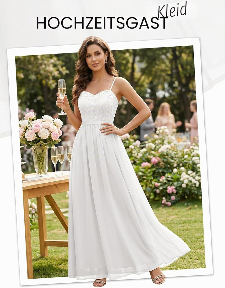 DRESSTELLS Abendkleider Elegant für Hochzeit Festlich Ballkleid Damen Lang Brautkleid Standesamt Bra