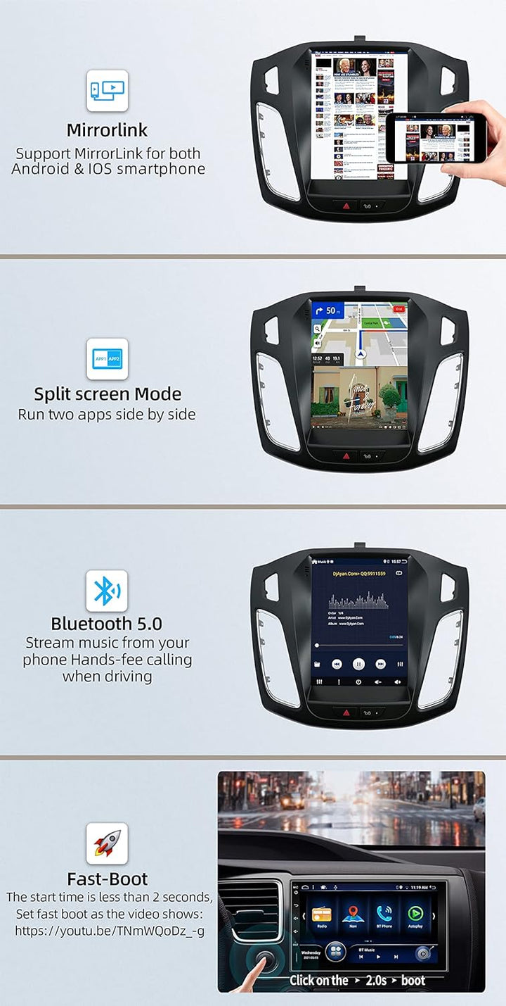JOYX Autoradio Android 12 Passt für Ford Focus (2010-2013) - Eingebaut DSP/Carplay/Android Auto - 4G