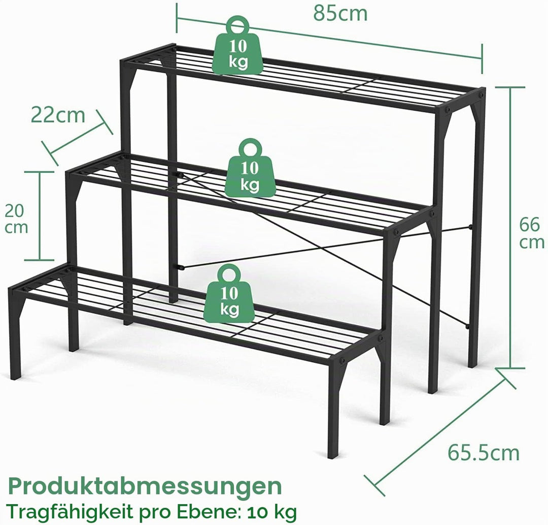 RELAX4LIFE Blumentreppe 3-stufig, Blumenregal Metall, Blumenständer mit 3 Ebenen, Pflanzenständer Fr