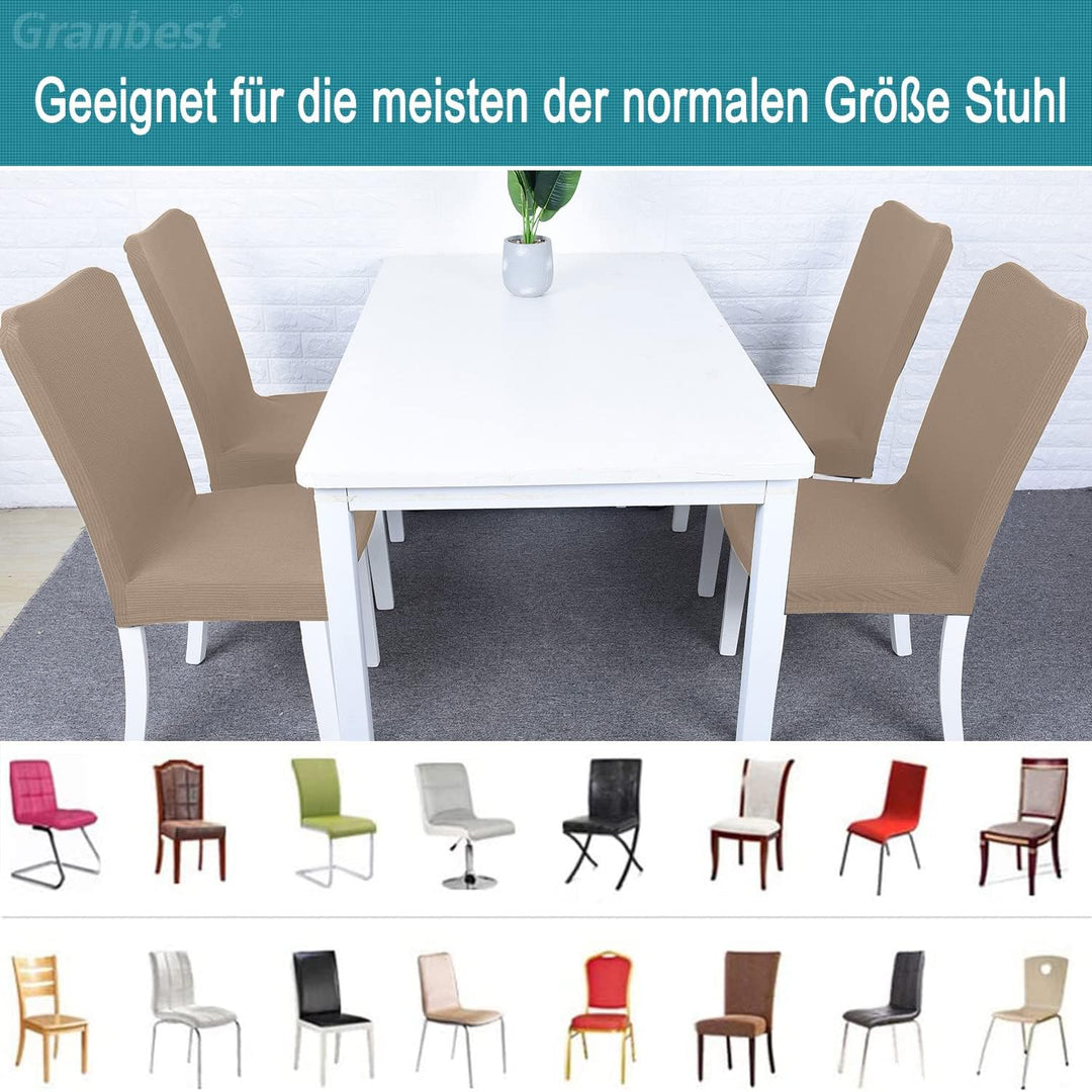 Granbest Premium Wasserdicht Esszimmerstuhl Abdeckungen Satz Von 6, Elastische Hohe Zurück Stuhlhuss